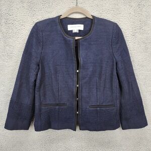 GERARD DAREL Navy Textured Open Front Blazer Jacket 36‎ (US 4) Made in Ukraine